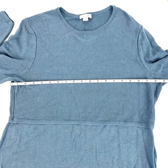 J. Jill Grace French Blue Wool Blend Side Slit Tunic Sweater Size M - Picture 4 of 10